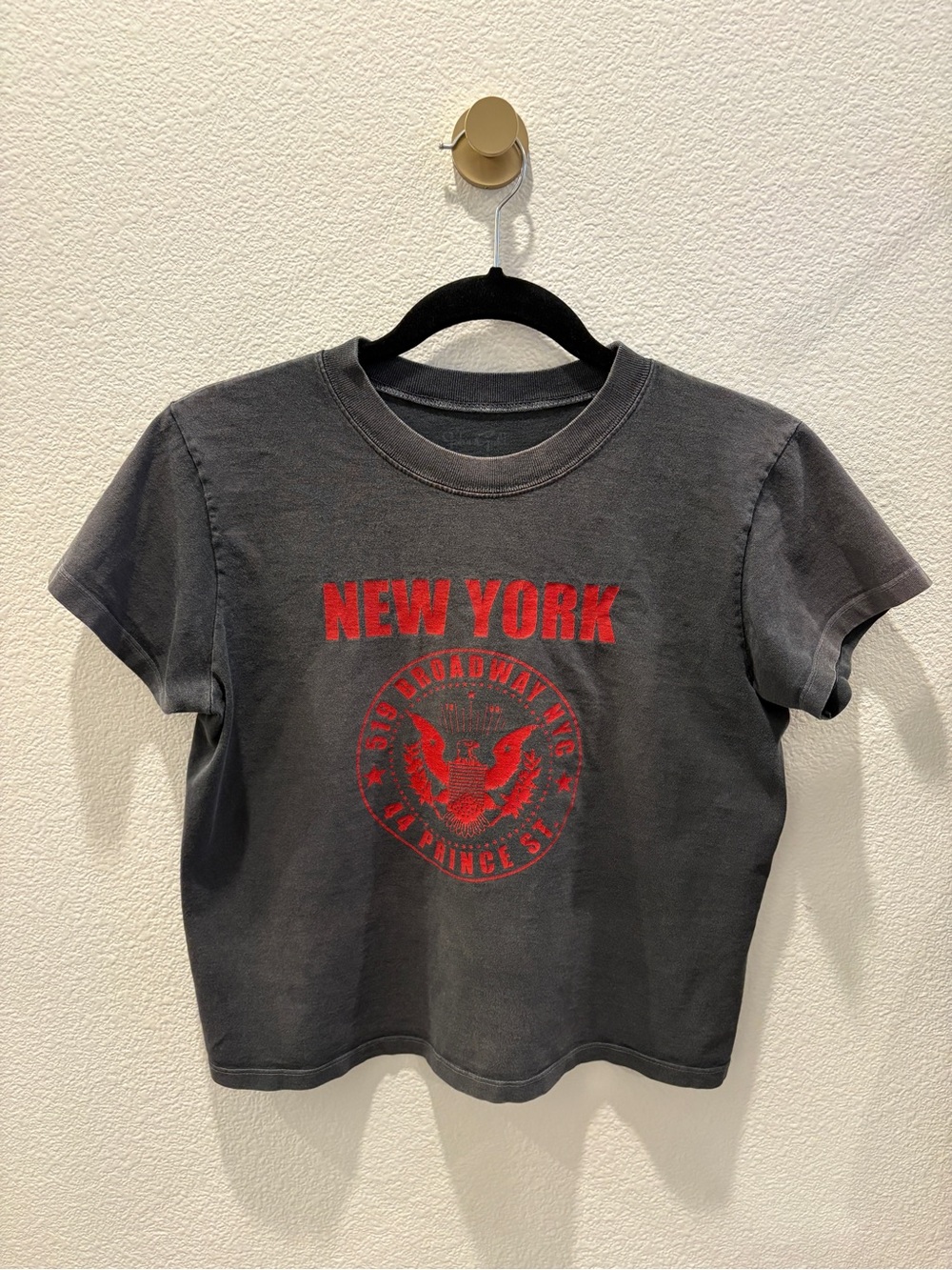John Galt Brandy Melville New York Charcoal Short sleeved Baby Tee Size M